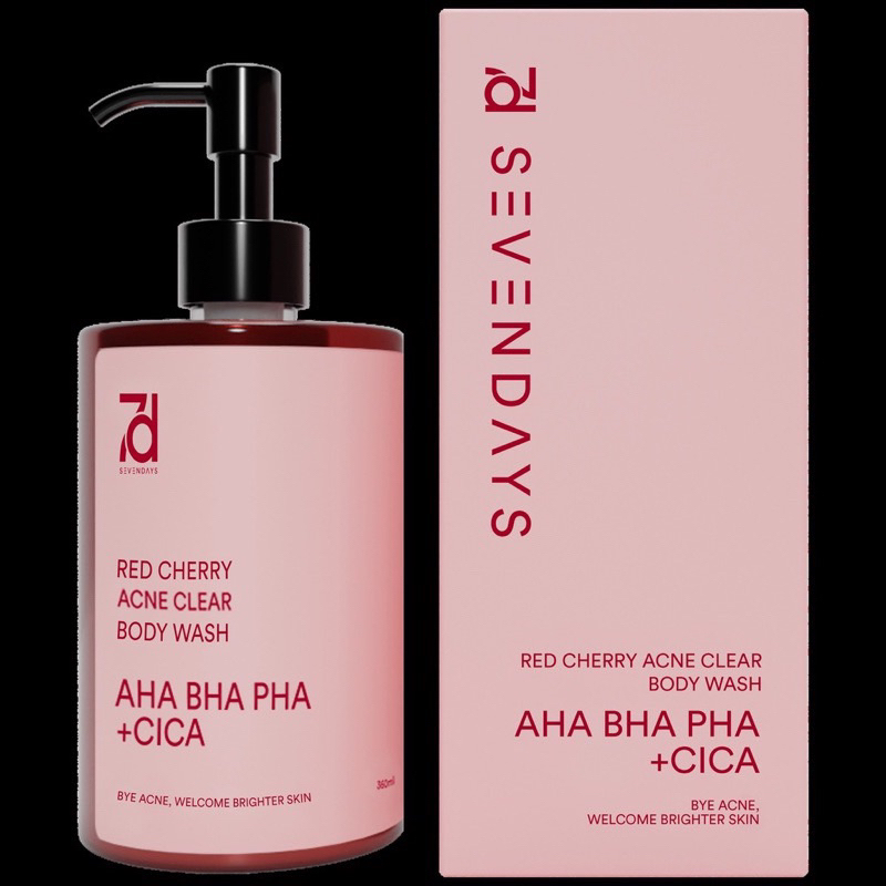 SEVENDAYS RED CHERRY ACNE CLEAR AHA,BHA PHA + CICA BODY WASH 360ml