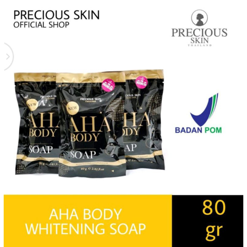 Precious Skin Thailand AHA Body Booster Whitening 5x Soap Gratis Net Soap / Sabun Pemutih / AHA Soap 80g