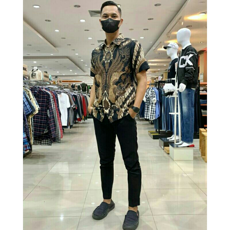 RGB kemeja batik pria lengan pendek slimfit