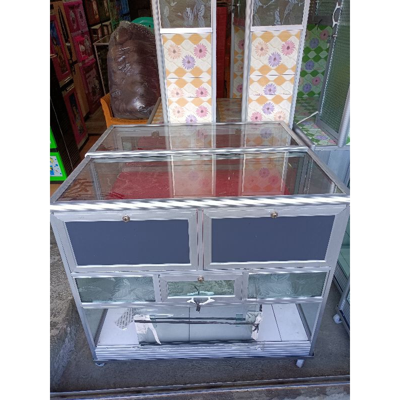 etalase konter meja konter 1meter lengkap ada roda