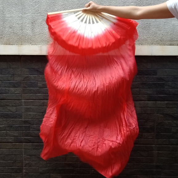 Kipas Tangan Anak Bambu Sutra Cina Panjang 120 cm Aksesoris Nari Alat Tari Props Tamborine Gereja Belly Dance Tamborin