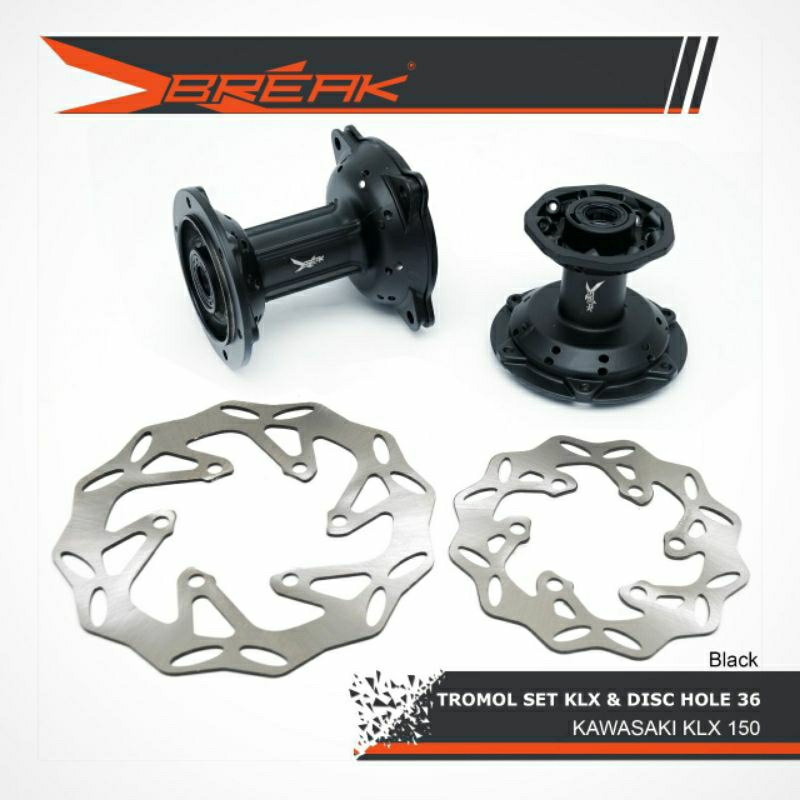 Tromol set Depan Belakang + piringan KLX hitam