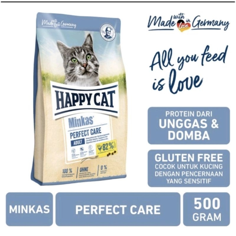 HAPPY CAT MINKAS PERFECT CARE 500GR FRESH PACK/CAT FOOD/HAPPYCAT/MAKANAN KUCING