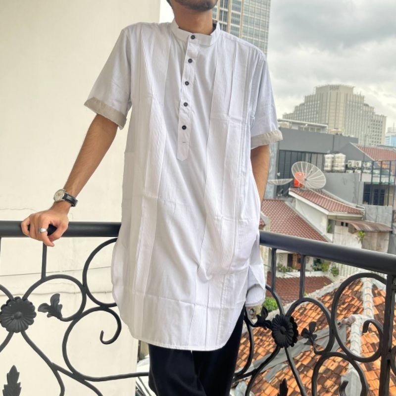 baju koko Arahmanda pakistan putih (lengan pendek dan lengan panjang)