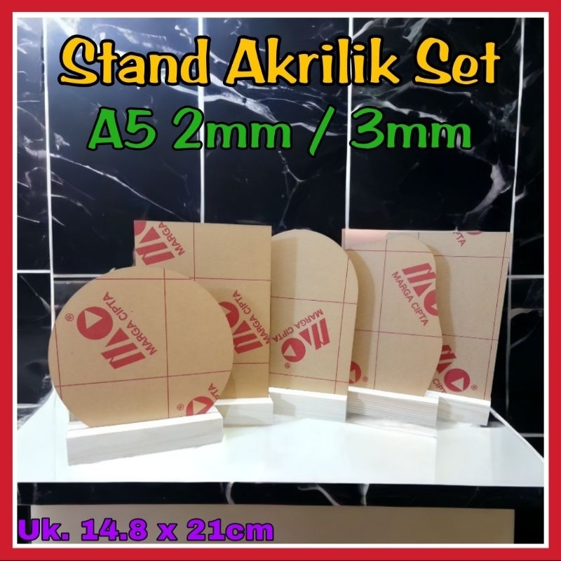 Akrilik Stand Kayu A5 / Akrilik 2MM A5 / Akrilik 3MM A5