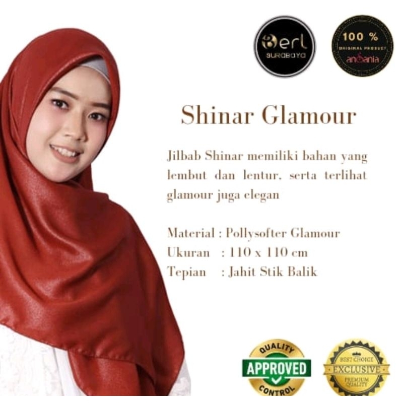 hijab nursinar glamour/ hijab segiempat bergliter, hijab sinar ansania