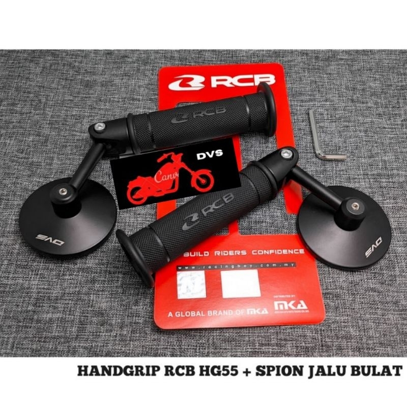 [Paket] Handgrip Sarung Gas Motor RCB Original + Spion Jalu Bulat