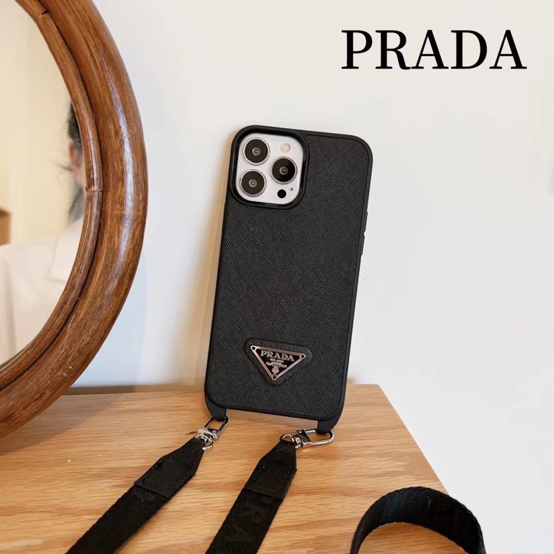 Prda Black Leather Lanyard Case FULL COVER Iphone 14 Pro Max 14Plus 14Pro 14ProMax 13ProMax 13Pro 13 12 12Pro 11 11ProMax