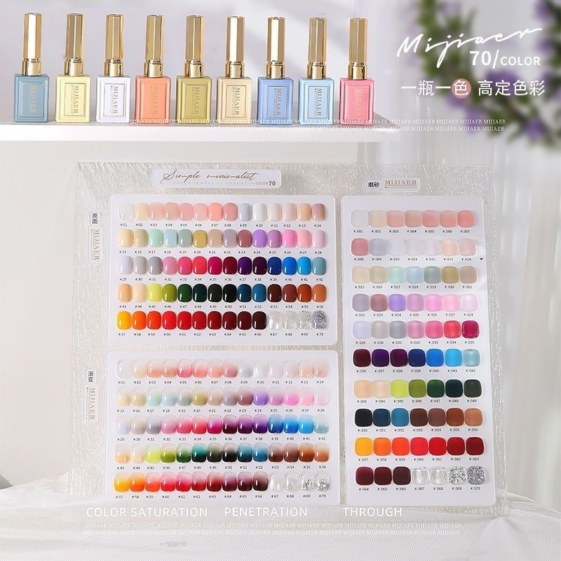 MIJIAER SET 70 WARNA COLORS 1 SET NAIL POLISH UV GEL FREE DISPLAY CAT KUKU GEL POLISH KUTEK NAIL ART
