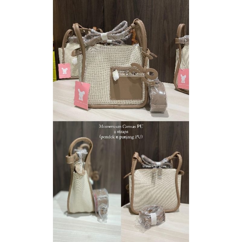 READY STOCK LITTLE BUNNY MOMENTUM CANVAS PU TAUPE