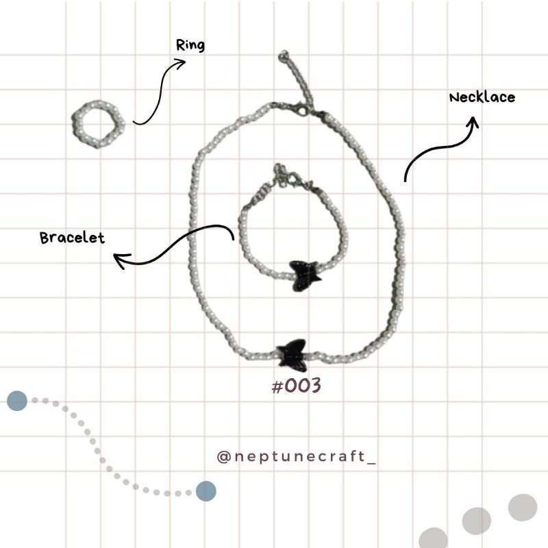 Beads Bracelet | Necklace | free ring - butterfly series