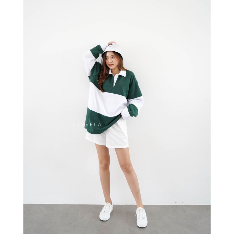 GLADYS SWEATER OVERSIZE | SWEATER RUGBY | SWEATER GARIS | SWEATER FLEECE | HOODIE | SWEATER KERAH | LAVVELA