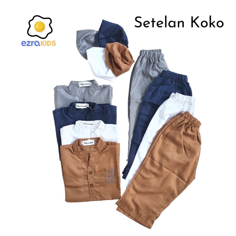 Baju Muslim Setelan Koko Peci Anak Laki Laki - Noah Series Ezra Kids