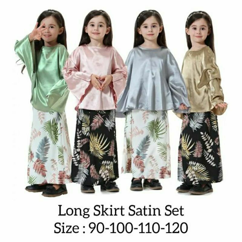 ( 2 - 5 Tahun ) Fahsion Anak Perempuan/Baju Lebaran/Long Skirt Satin Set