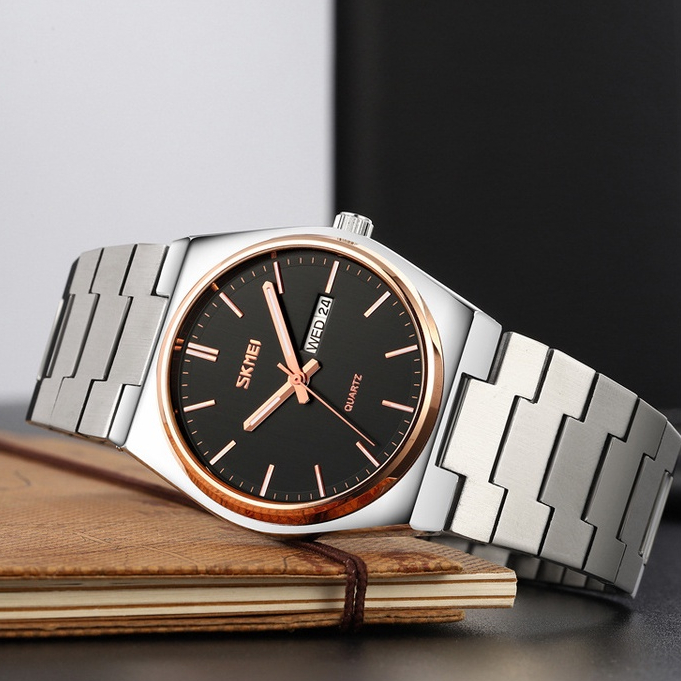 SKMEI 9288 Jam Tangan Pria Analog Chronograph Tali Stainless Steel WATCHKITE WKOS