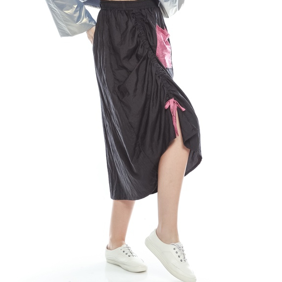 House Of We.Kala - Parachute Midi Skirt Gea Runched Skirt Pocket Wanita Allsize