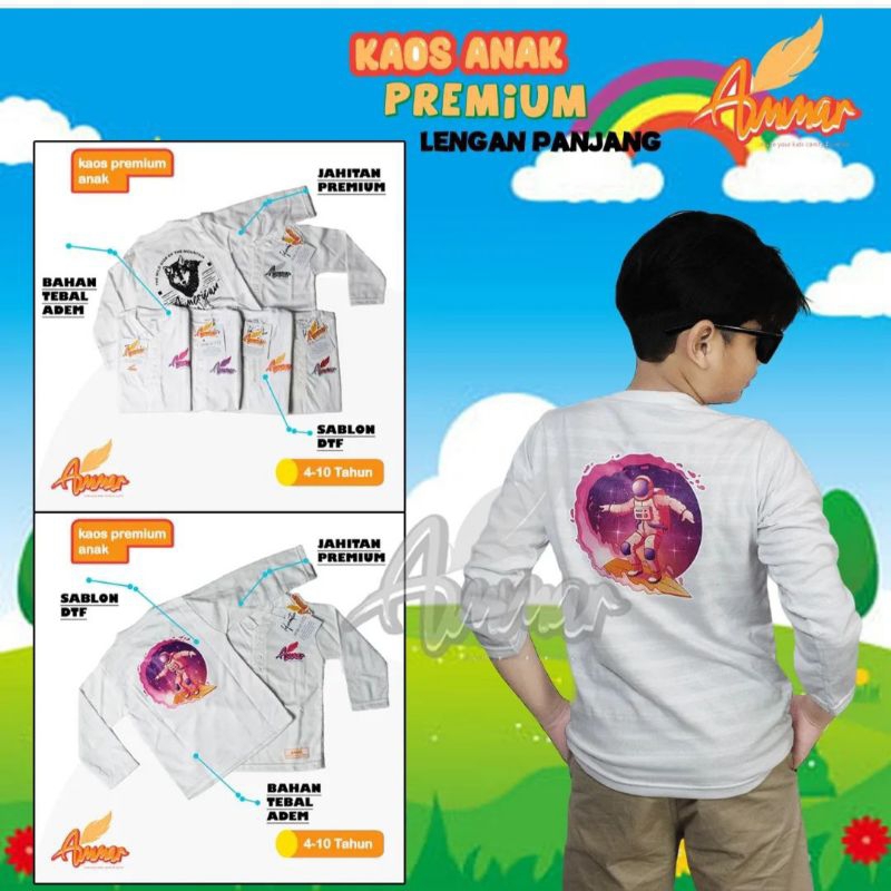 KAOS PANJANG PREMIUM KANCING ANAK/ KAOS LENGAN PANJANG PREMIUM 2-10 TAHUN