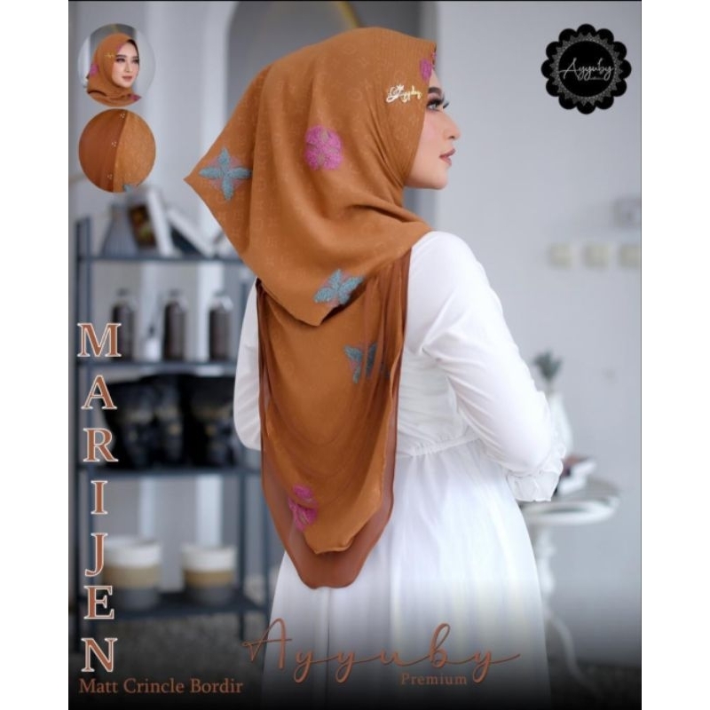 hijab marijen crincle bordir/jilbab ayyuby marijen motif/ayyuby premium/hijqb ayyuby terbaru/hoodie 