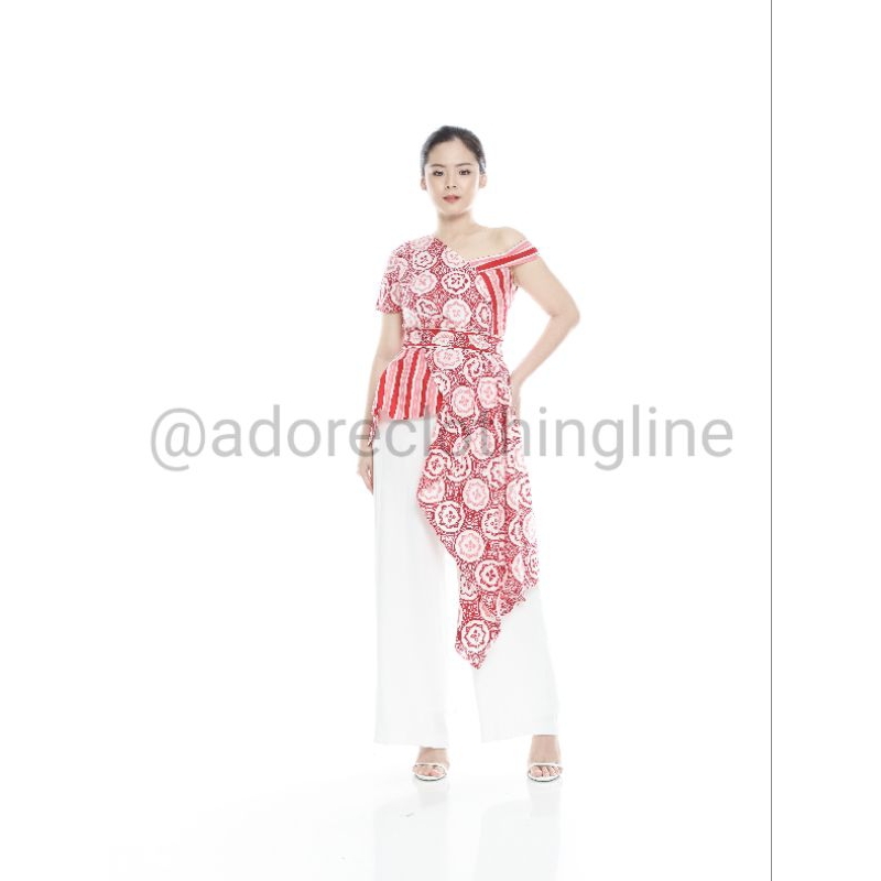 Adore Atasan Batik Asimetris Merah