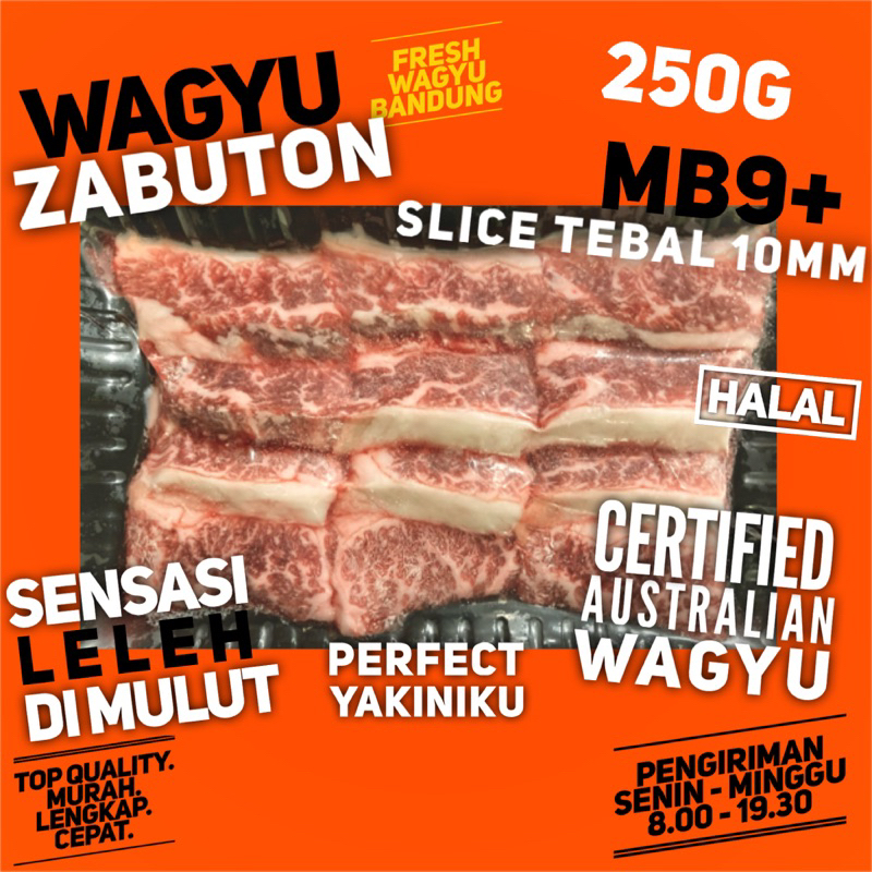 

WAGYU ZABUTON CUT KARUBI MB9+ HALAL AUS 10MM Shabu Yakiniku Teppanyaki