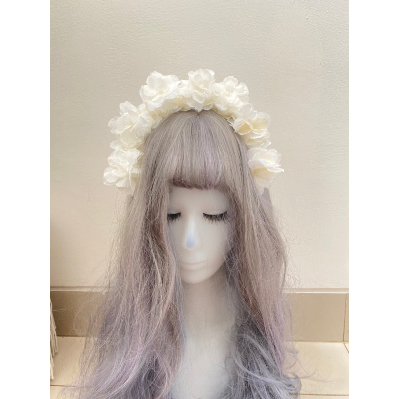 bando bunga flower crown wedding hijab sakura aksesoris prewed