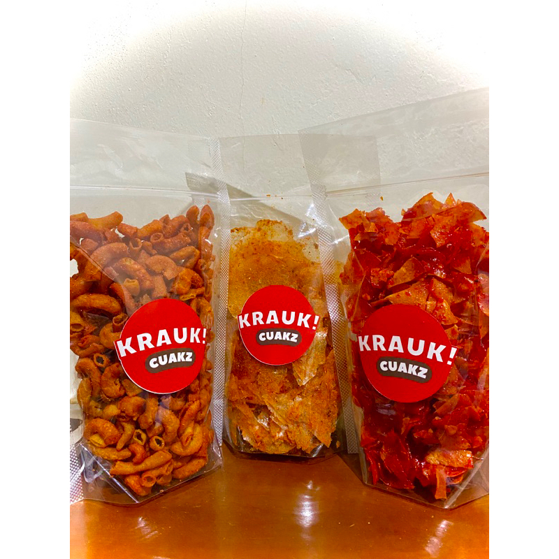 

Paket Cuakz (Makaroni Daun Jeruk, Kripca Pedas, Singkong Sambal)