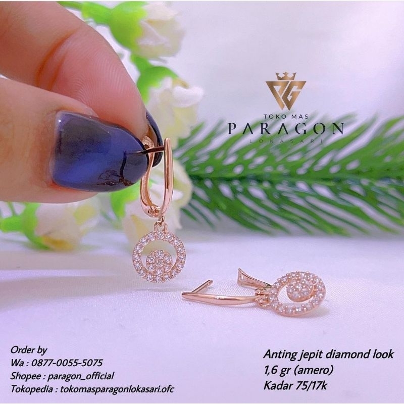 ‼️TANYA STOCK‼️ TMPL || Anting Diamond Look Bulat RG Amero V0103233