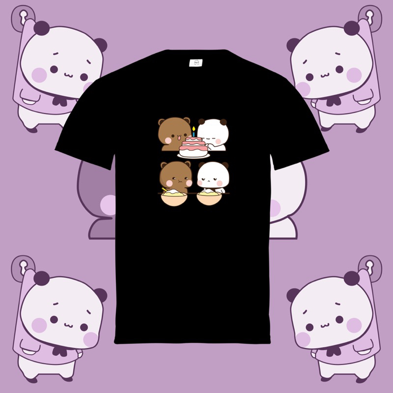 Kaos Stiker WA Panda Gemoy Bhirtday Lucu T-shirt Atasan Pria Wanita Unisex Couple Santai Keren