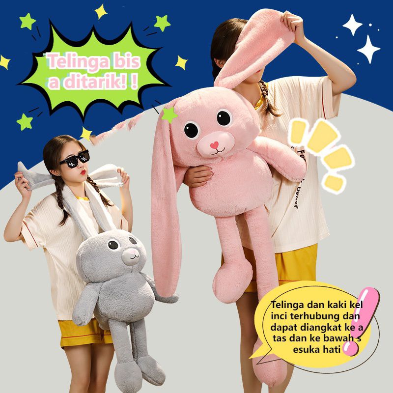 Boneka Kelinci Kuping Panjang Bisa ditarik Set Hadiah