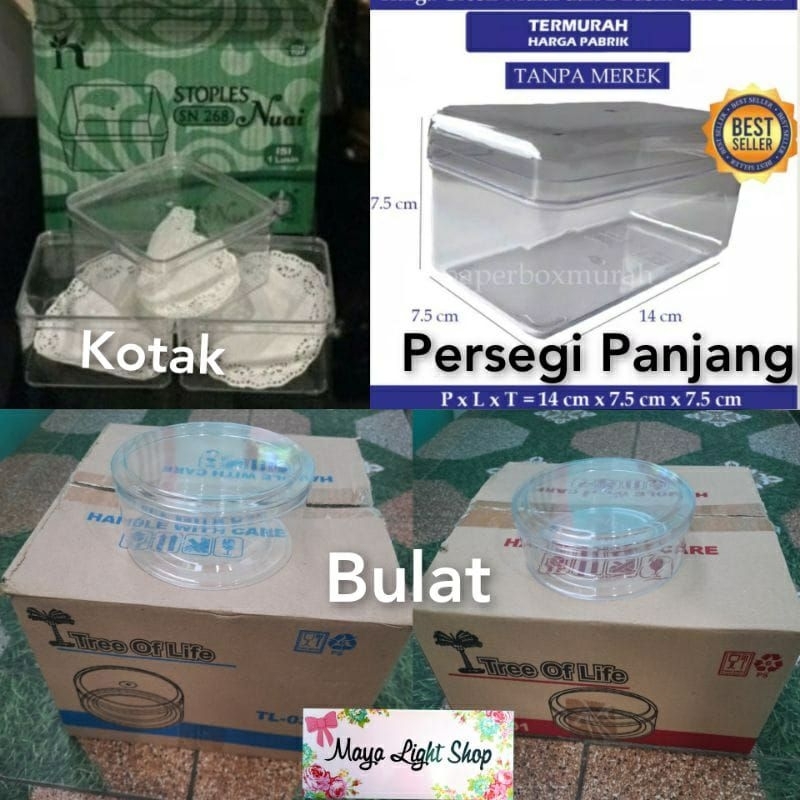 Toples Kue dessert box kotak bulat persegi panjang mika