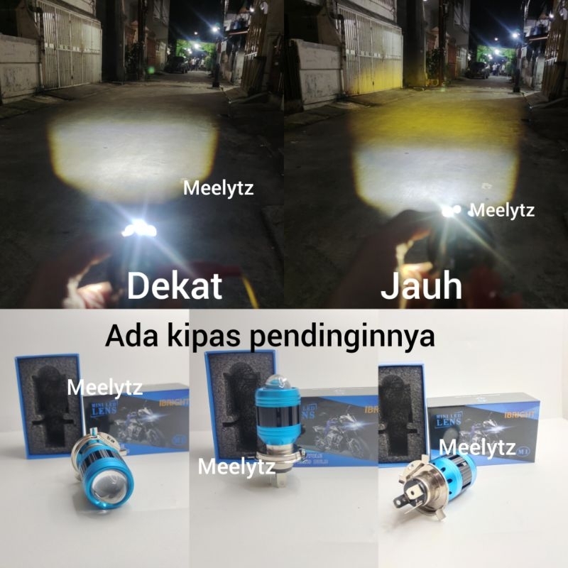 Lampu utama LED H4 IBRIGHT super premium Lensa D6 Projector AC DC ada kipas