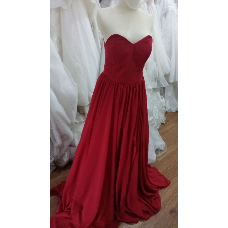 gaun prewedd Merah/ gaun pesta/ long dress/gaun foto wedding/ Wedding gaun murah/ preloved gaun dari