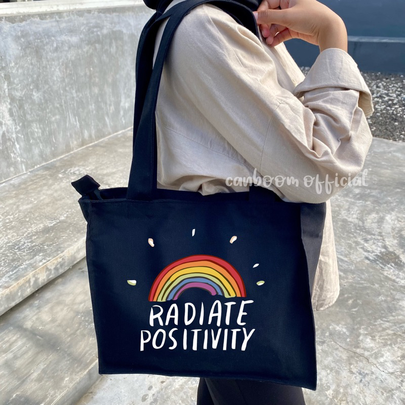 Totebag Black Kanvas sueding Rainbow colour by canboom official