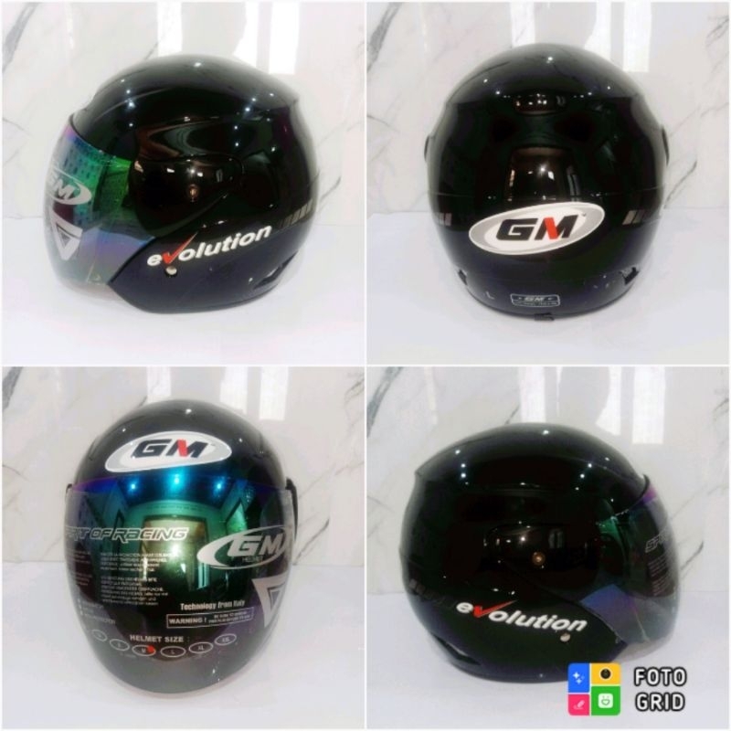 Helm GM Evo Evolution Black Hitam Metalic Sni