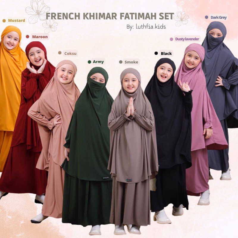 FRENCH KHIMAR FATIMAH SET JUNIOR-GAMIS ANAK SET BY LUTHFIA KIDS