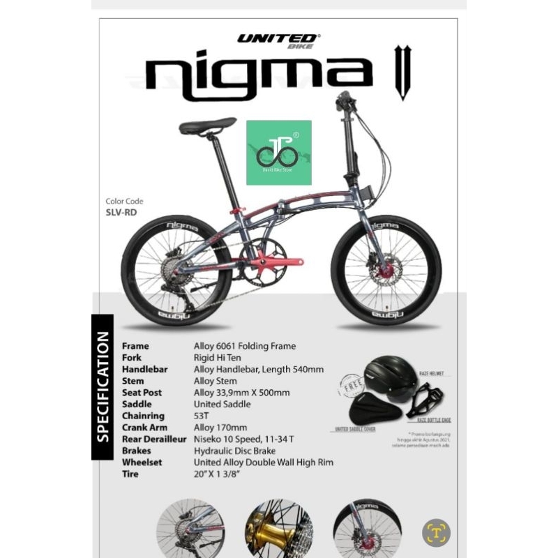 Sepeda lipat 20" United Nigma V TERBARU