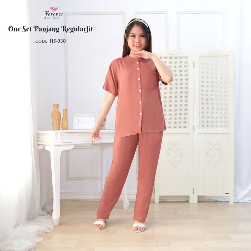 One Set Wanita Kekinian Setelan Celana Panjang Katun Toyobo Premium