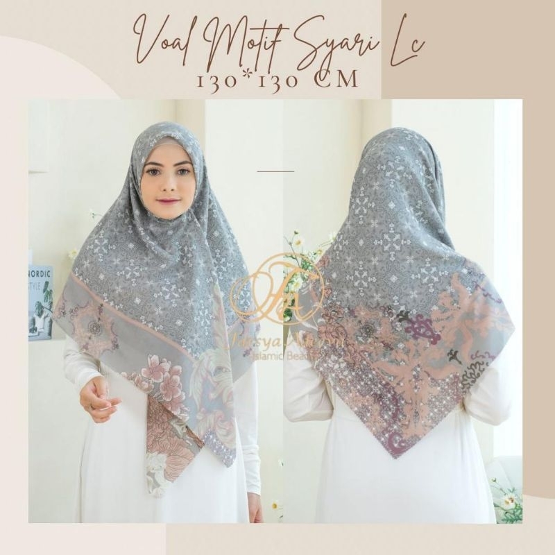 Hijab Motif Syar'i Segiempat Motif Syar'i Lasercut 130x130  Hijab Voal Syar'i Elegan