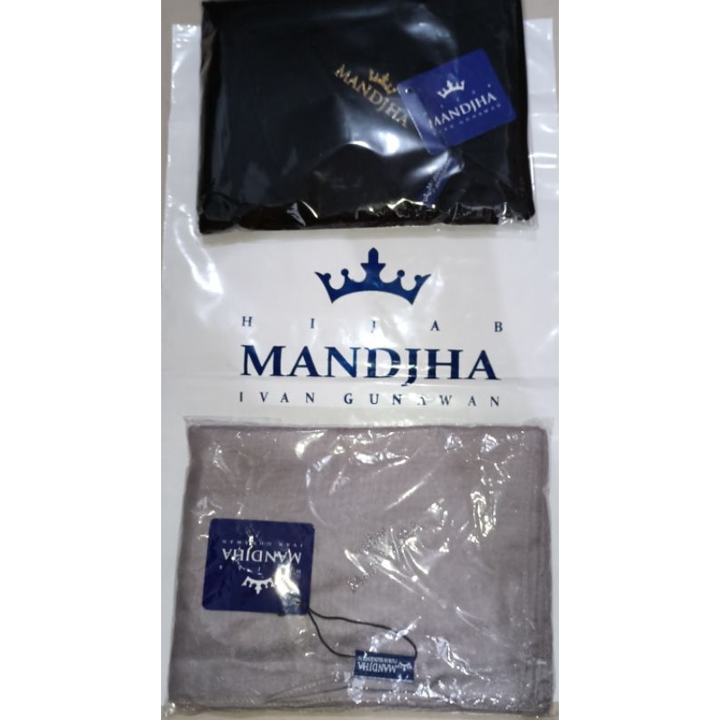 Mandjha 2 Pcs Ivan Gunawan Fashion Scarf Polos Original Black Hitam & Abu Muda