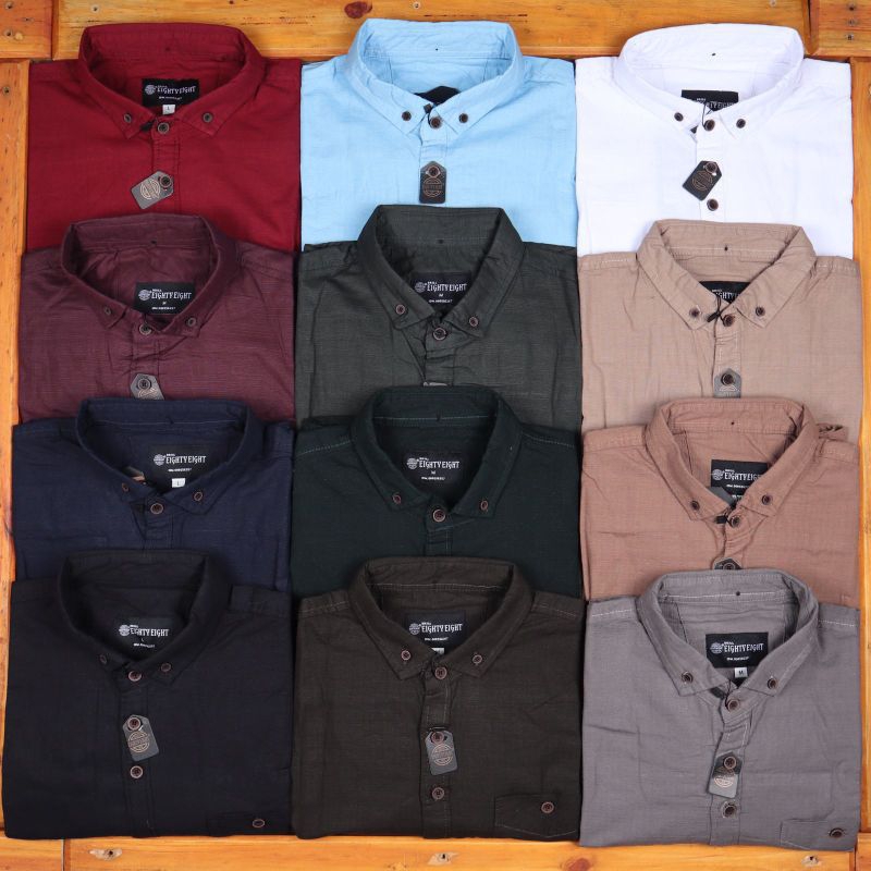 (COD) KEMEJA POLOS LENGAN PANJANG STANDAR JUMBO BRILL EIGHTY EIGHT UNISEX l ARASHOP POLOS PRIA  VENG