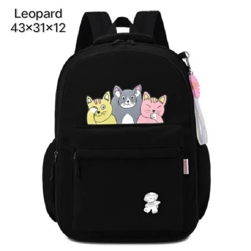 TAS BACKPACK SEKOLAH ANAK MOTIF KUCING 3 BERSAUDARA