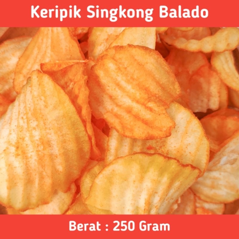 

Aneka Snack Cemilan Kiloan Keripik Singkong Pedas Balado 250 Gram