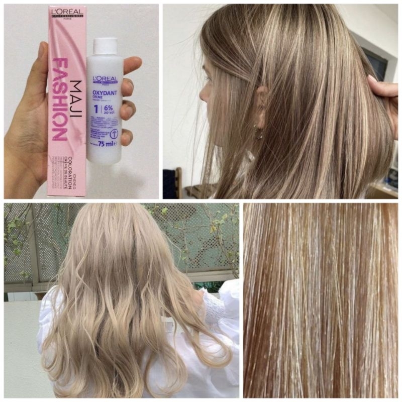 L'oreal Maji Fashion 9.12 Stainless Steel Hair Dye Cat Rambut Light Ash Blonde Brown Coklat Pirang B