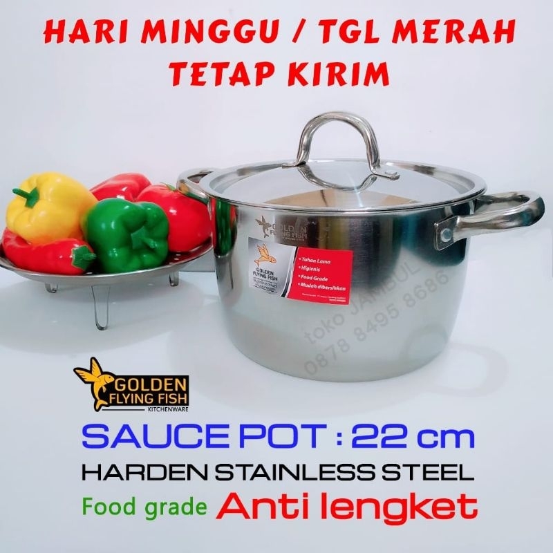 Panci Kukus 3 in 1 Sauce Pot 22 cm Golden Flying Fish