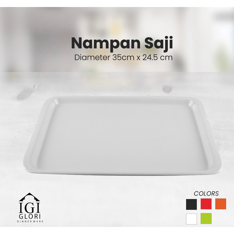 Nampan Melamine PUTIH GLORI MELAMINE / Nampan Saji Melamin / Nampan Baki Roti  35 x 24.5 x 2 cm