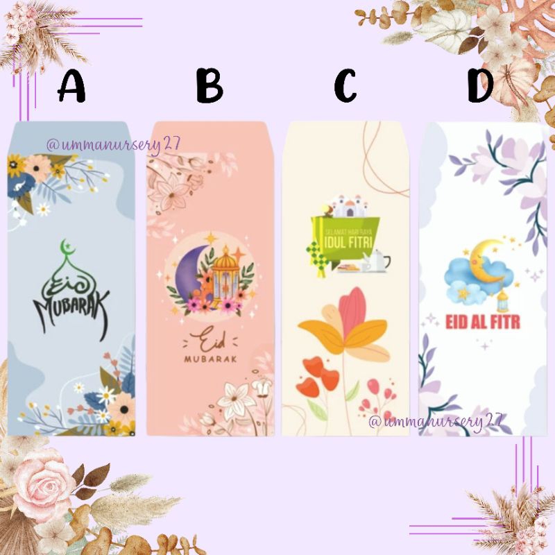 

Amplop THR / Amplop Lebaran / Ampau bahan ukuran besar 7,5 x 15,5 cm dan kartu Ucapan Idul Fitri premium desain