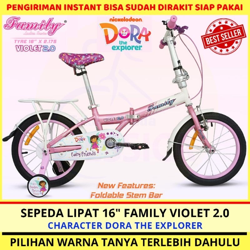 Sepeda Lipat Anak Perempuan 16 Family Violet 2.0 Dora The Explorer