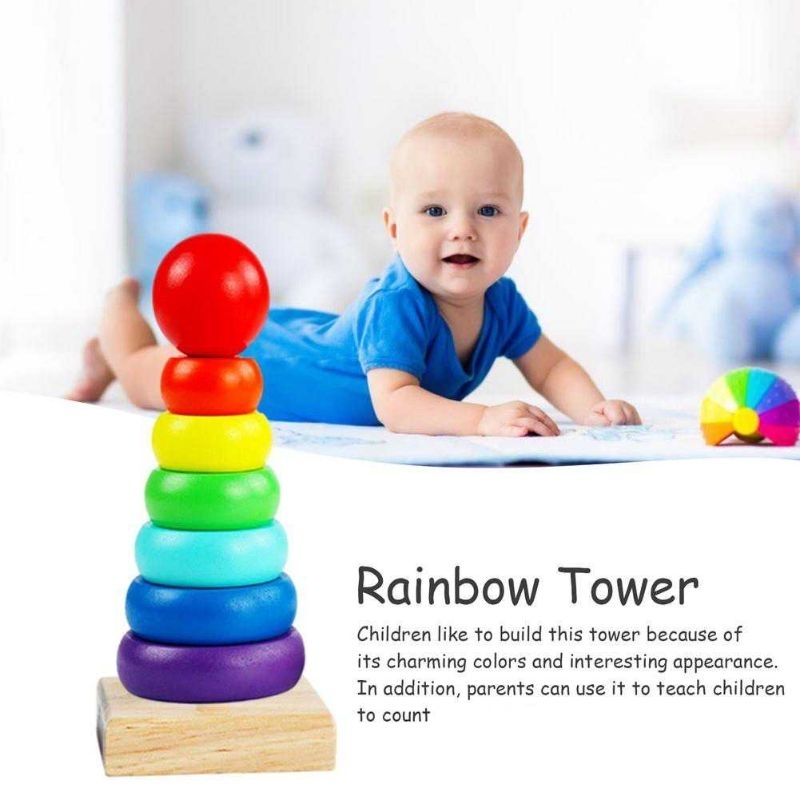 JOKEJOLLY Mainan Anak Montessori Rainbow Tower Children Toy