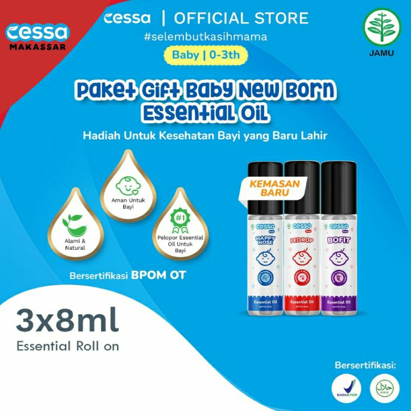 Cessa Baby(0-3thn) Paket New Born - Essential Oil Minyak Telon Baby Hadiah Kelahiran Bayi Anak