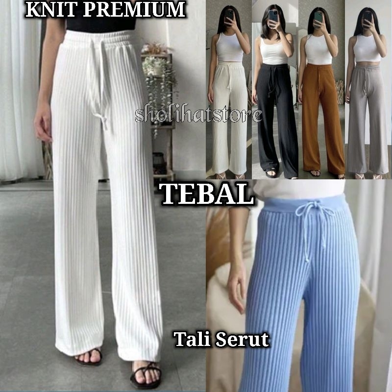 Kulot Knit Premium Highwaist Lyra Loose Pant Cullote Knite Hornet Tebal Terbaru